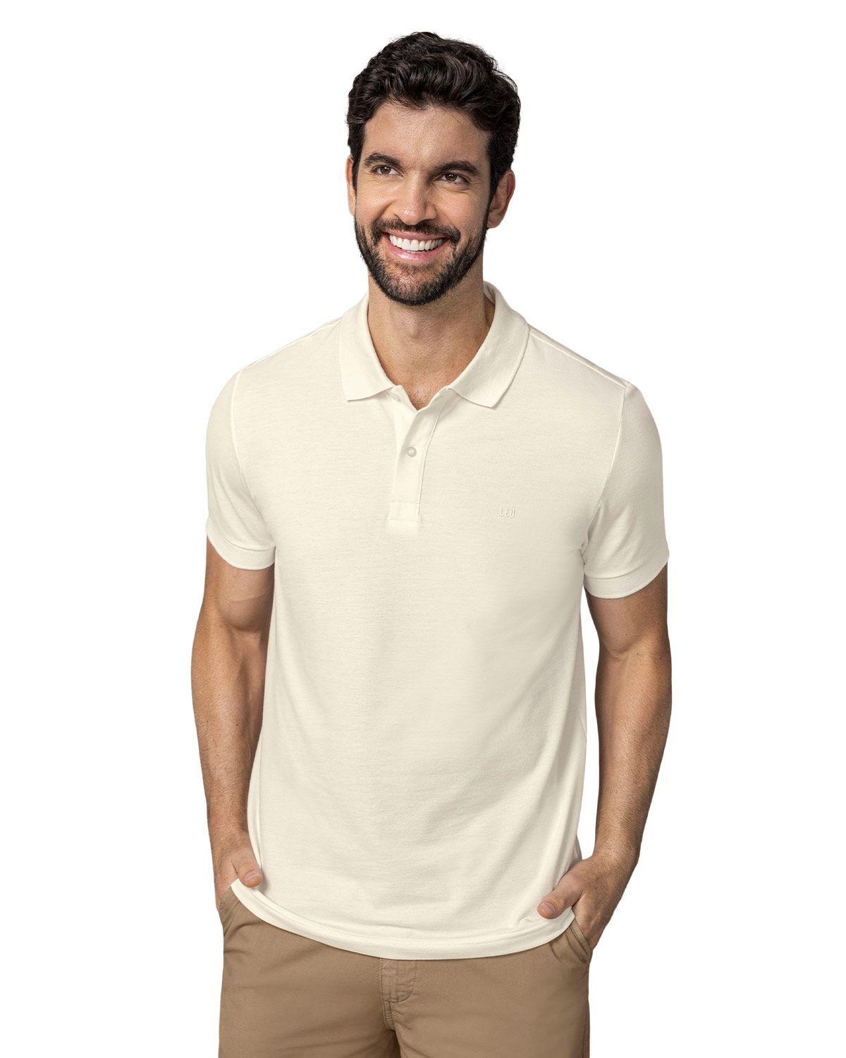 Leo Camiseta tipo polo manga corta masculina M3115 Marfil-0