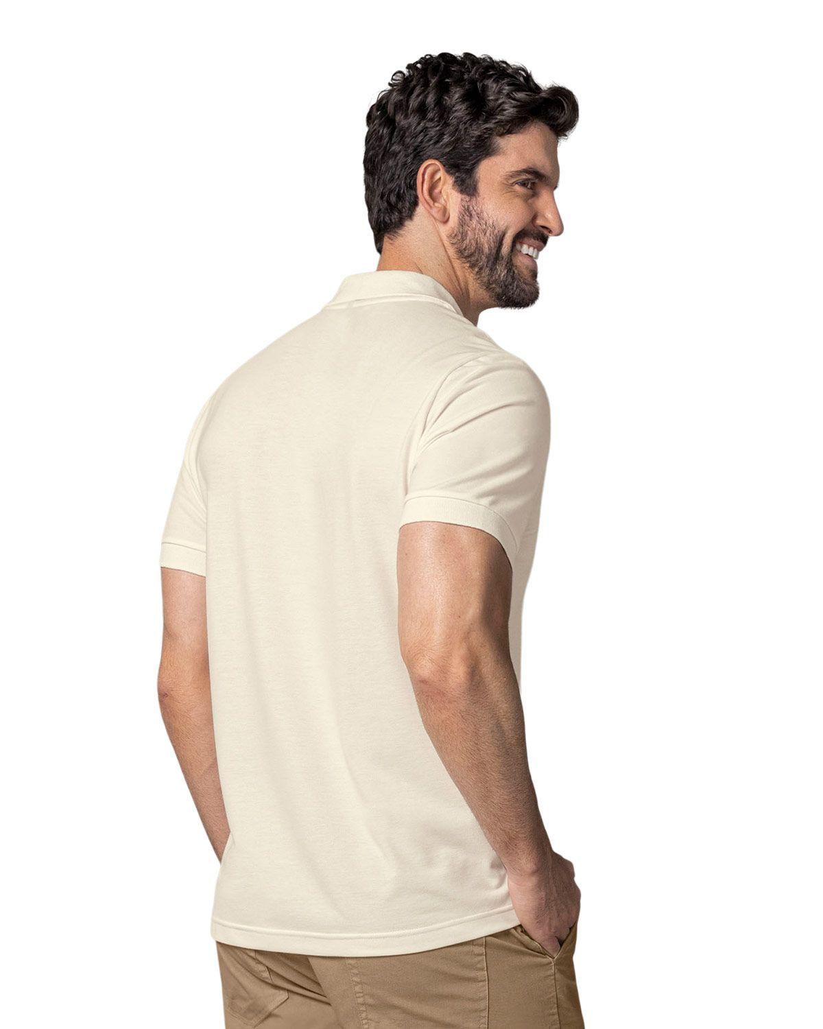 Leo Camiseta tipo polo manga corta masculina M3115 Marfil-1