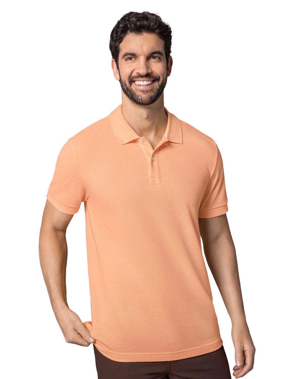 Leo Camiseta tipo polo manga corta masculina M3115 Mandarina-0