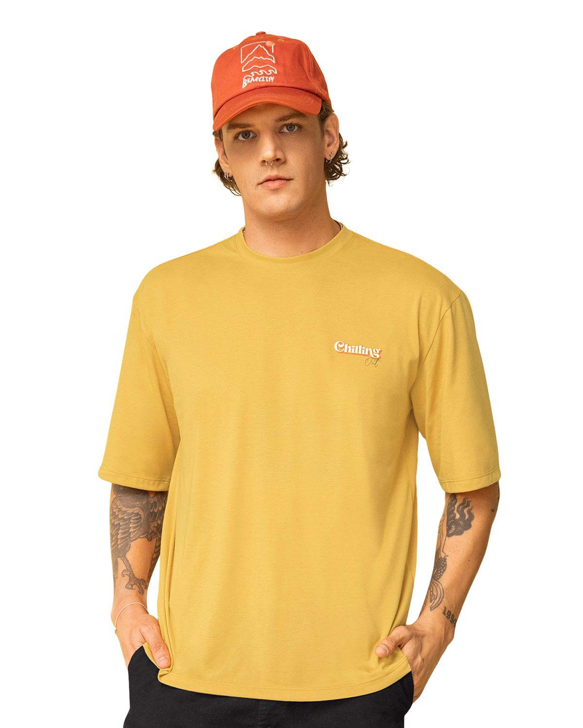 Leo Camiseta manga corta de silueta amplia con estampado localizado en frente M3052 Amarillo Medio-0
