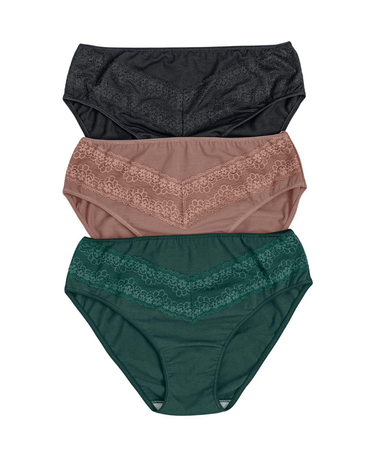 Calzón Bikini 12744X3 Verde / Negro / Salm-1