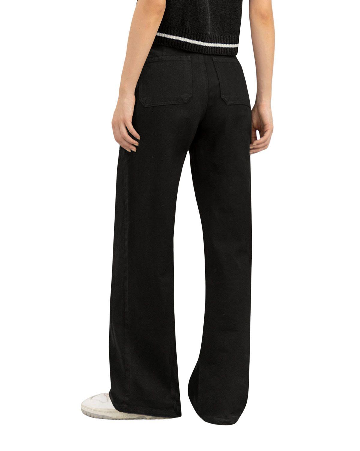 Leonisa Pantalón tiro alto bota recta con bolsillo tipo cargo J2622 Negro-1
