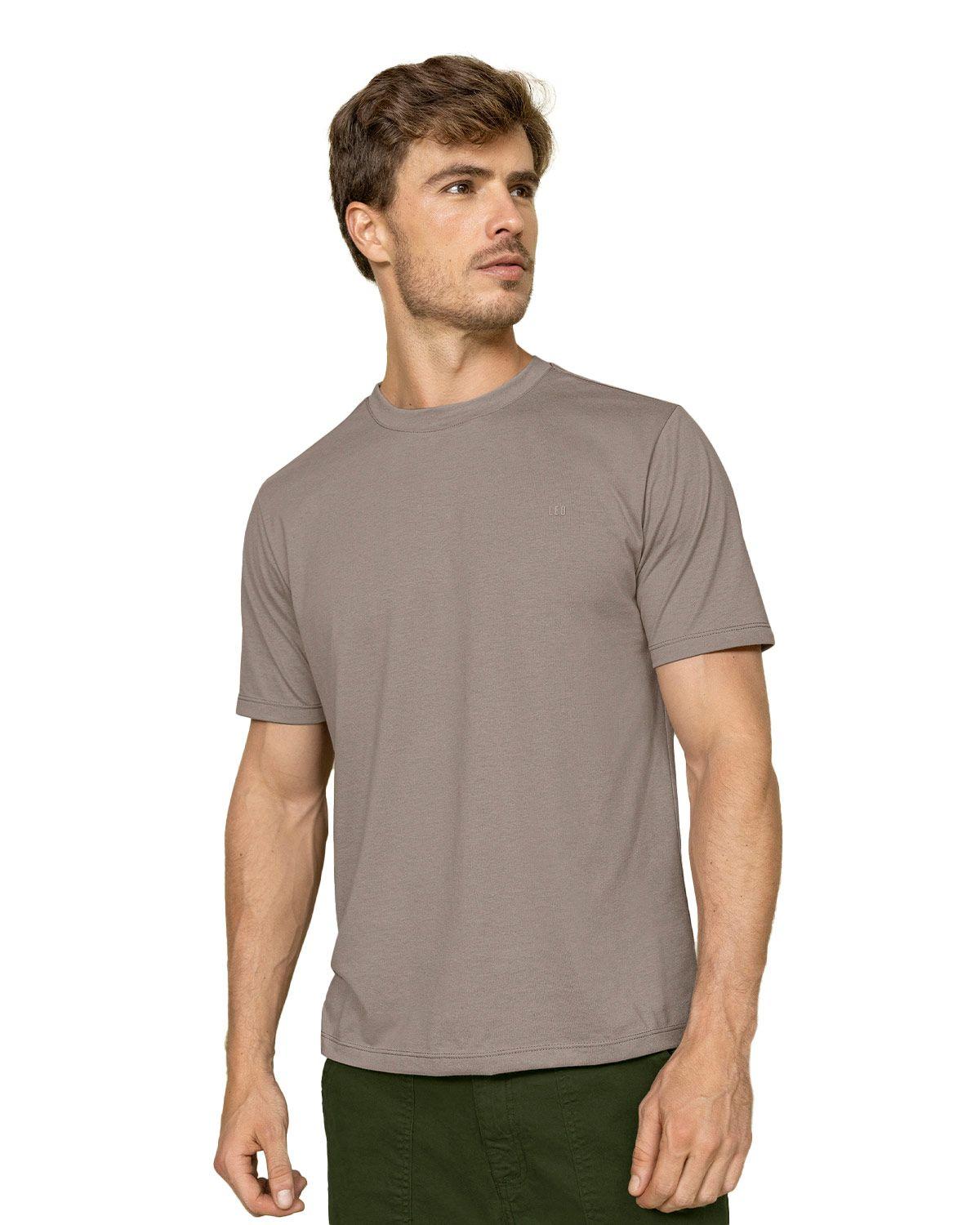 Leo Camiseta manga corta con logo bordado en frente M2843M Cafe-0