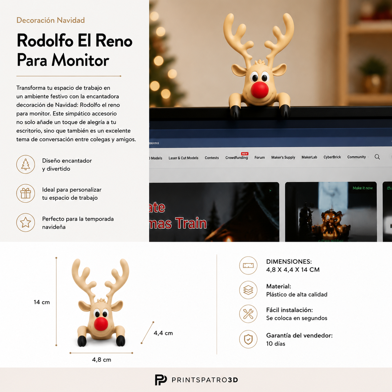 Decoraci n Navidad Rodolfo El Reno Para Monitor-2