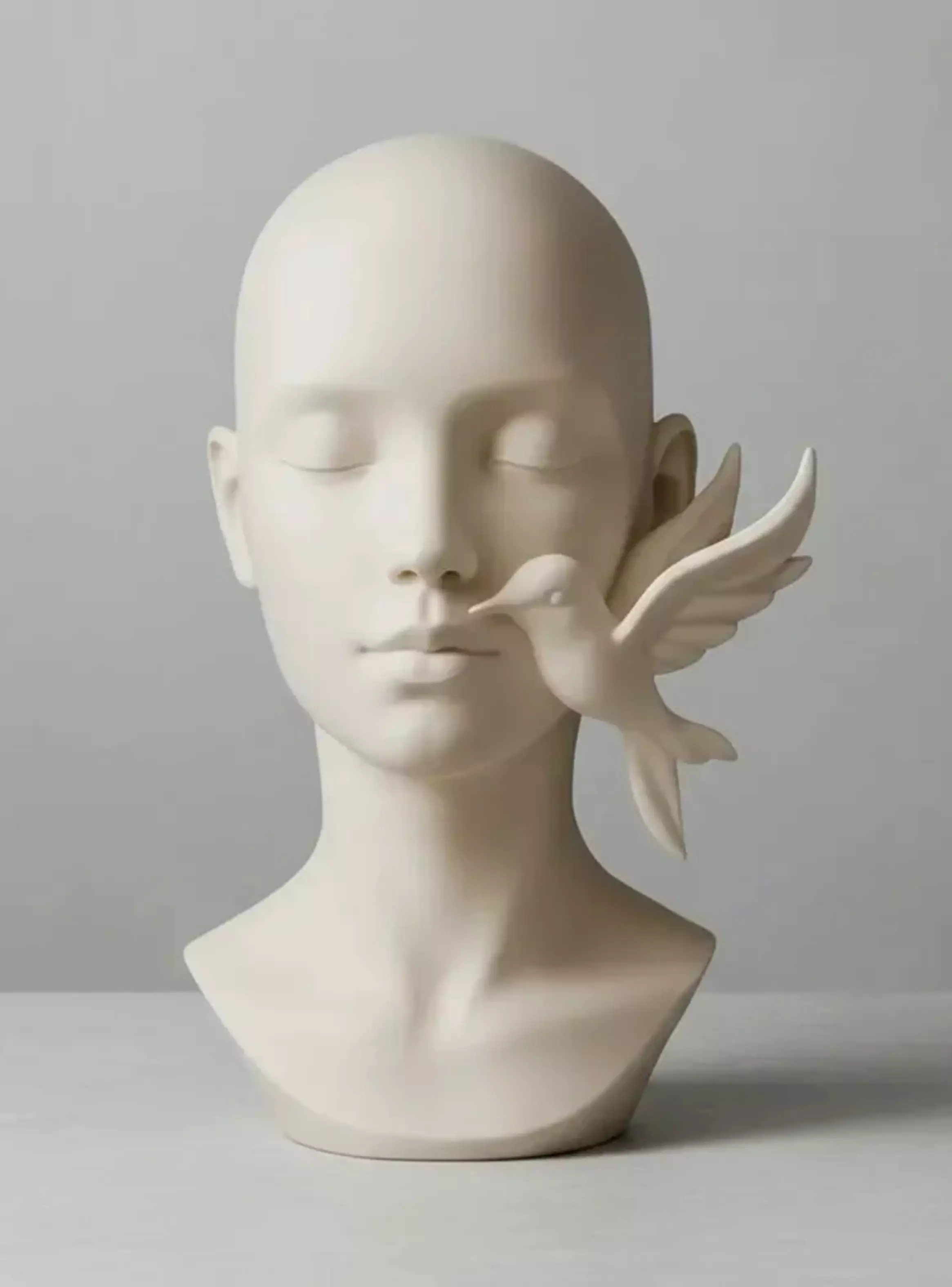 Escultura Elegante Prints Patro -Rostro con Colibrí-1