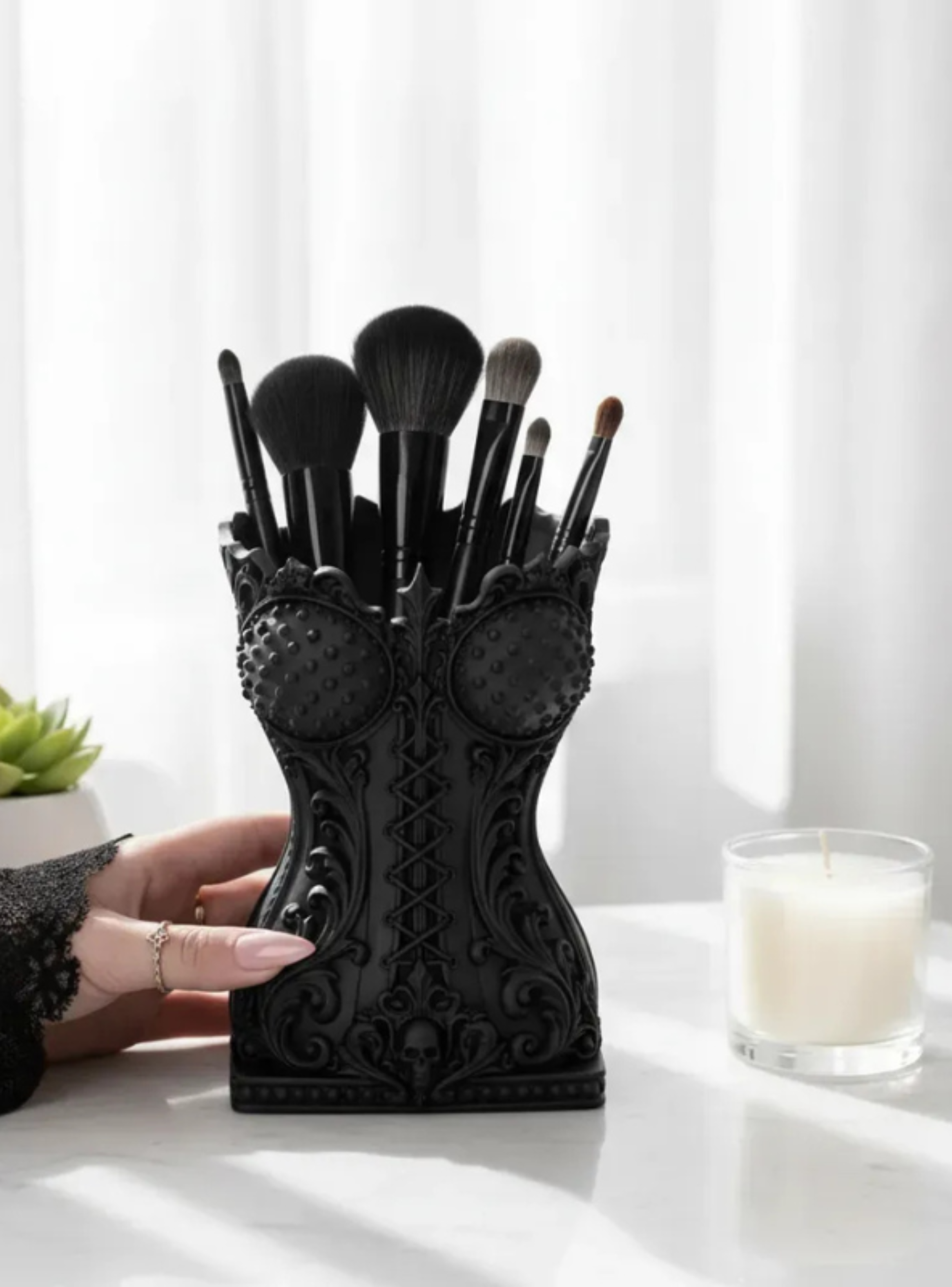 Elegante Organizador Prints Patro - Estilo Corse Gótico Negro-2