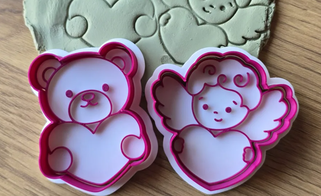 Cortadores y sello de galletas - Oso y cupido (pack 2 un)-2