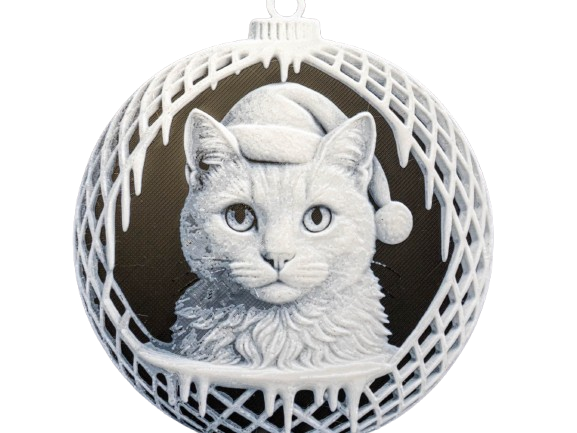 Adorno Navideño - Bola de navidad cara de gato pack 6-0