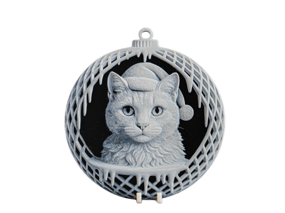 Adorno Navideño - Bola de navidad cara de gato pack 6-1