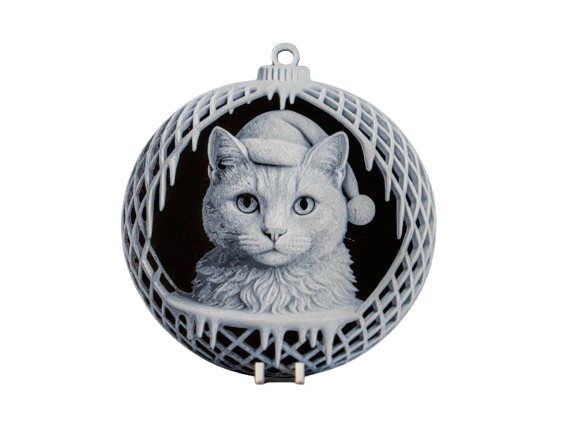 Adorno Navideño - Bola de navidad cara de gato pack 6-2