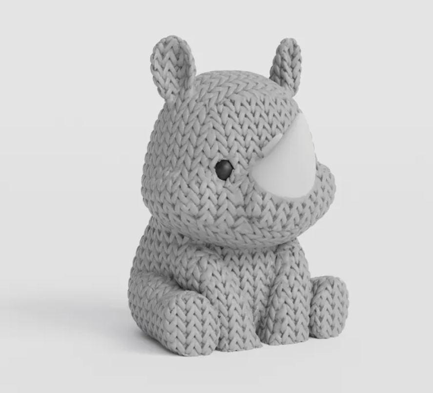 Mini Figura - Rinoceronte Estilo Tejido-3