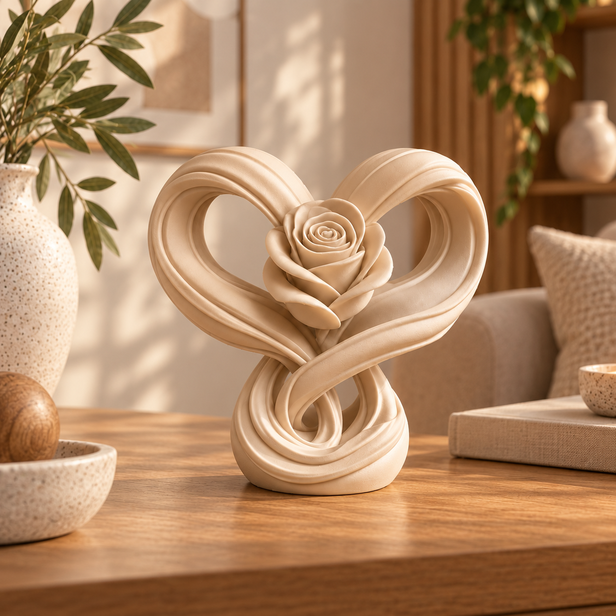 Escultura Elegante Prints Patro - Corazón Infinito Rosa Beige-0