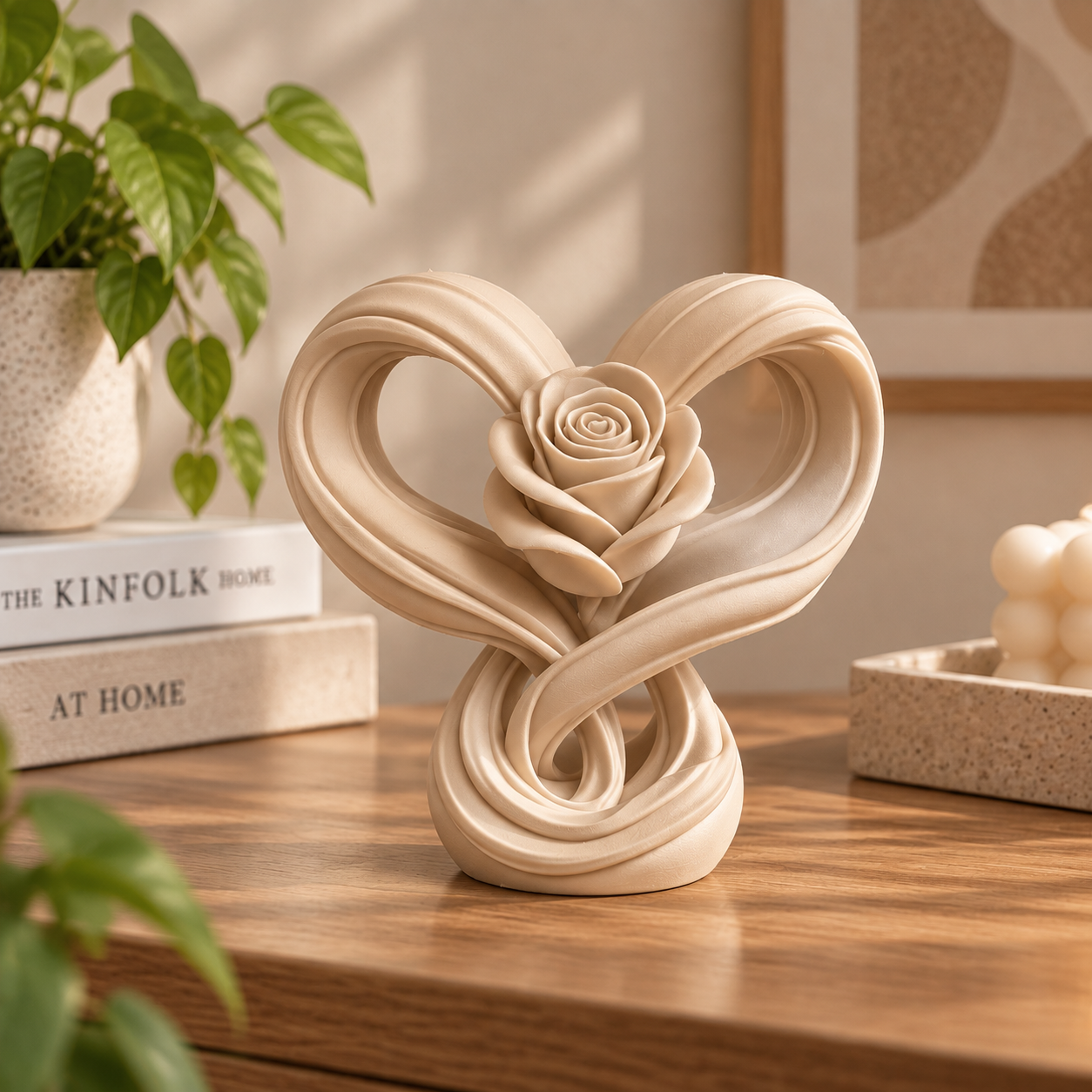 Escultura Elegante Prints Patro - Corazón Infinito Rosa Beige-2