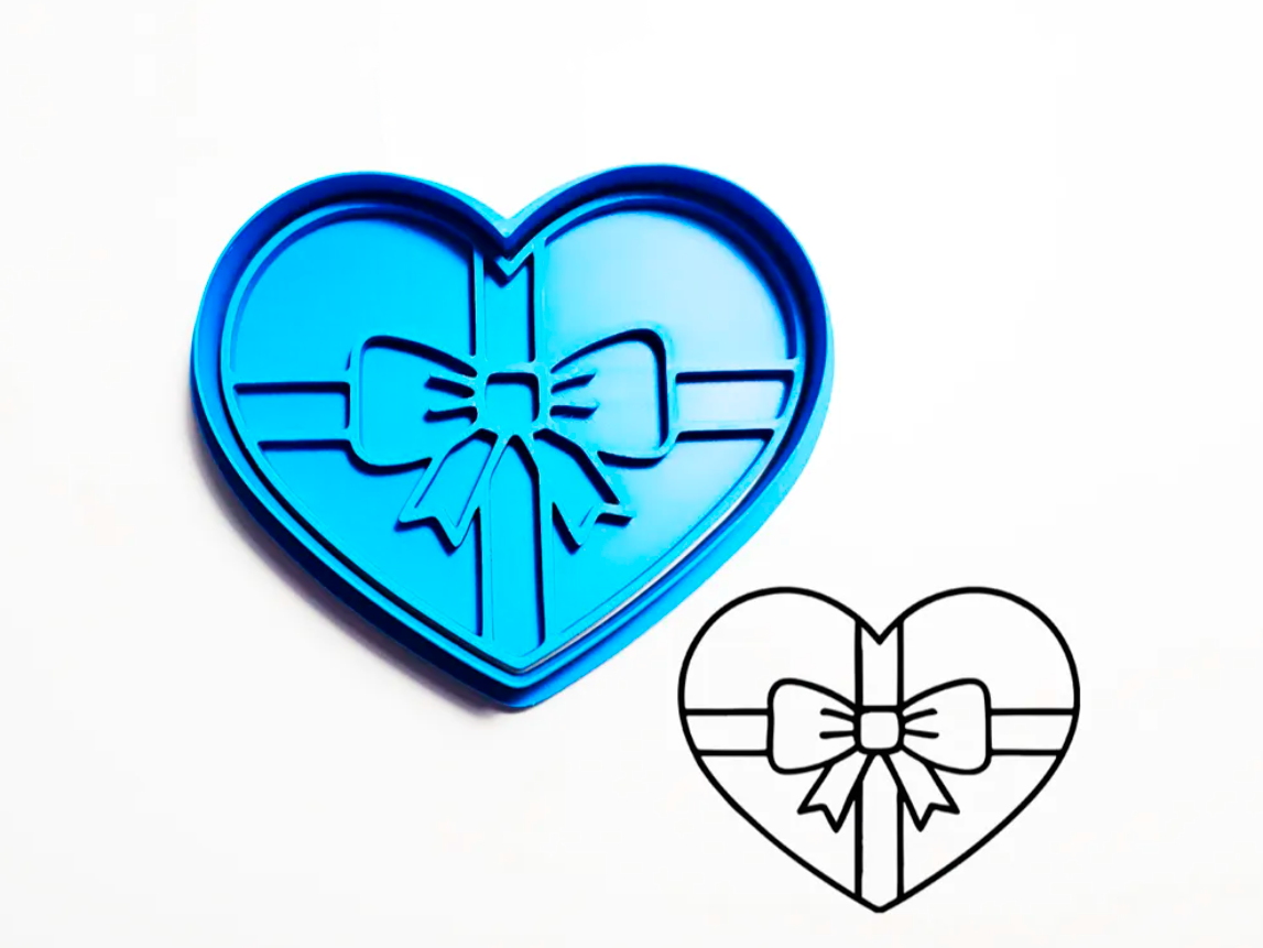 Cortador y sello de Galletas - Corazón con Lazo-2
