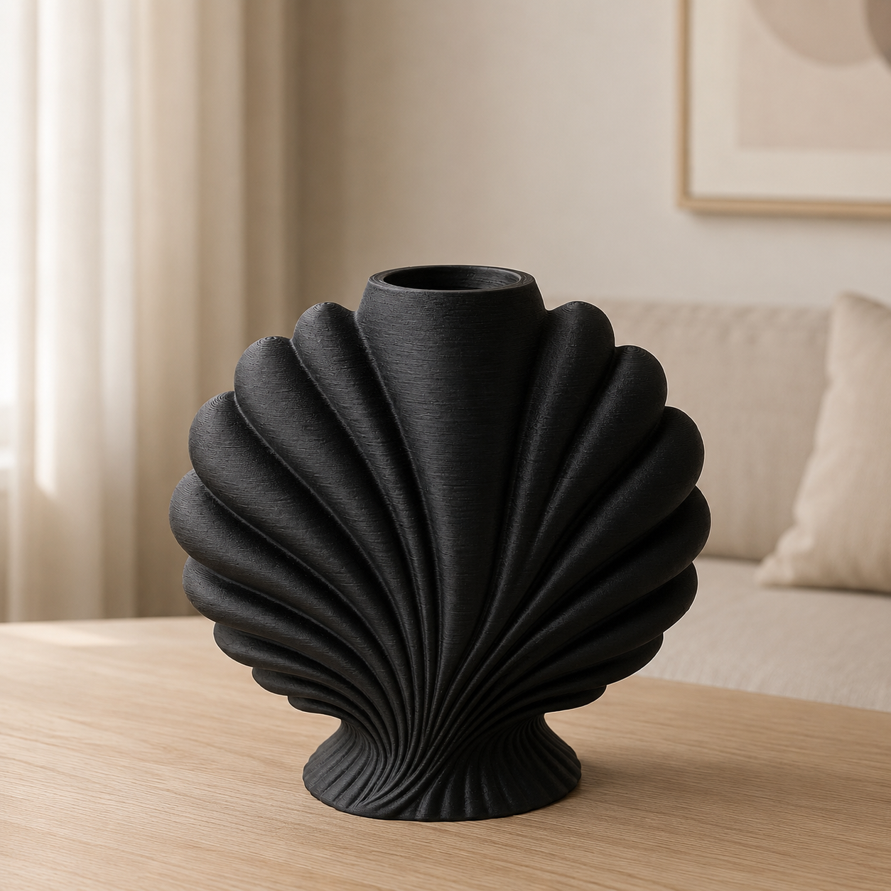 Decoración Elegante Prints Patro - Jarrón Estilo Concha de Vieira Negro-5