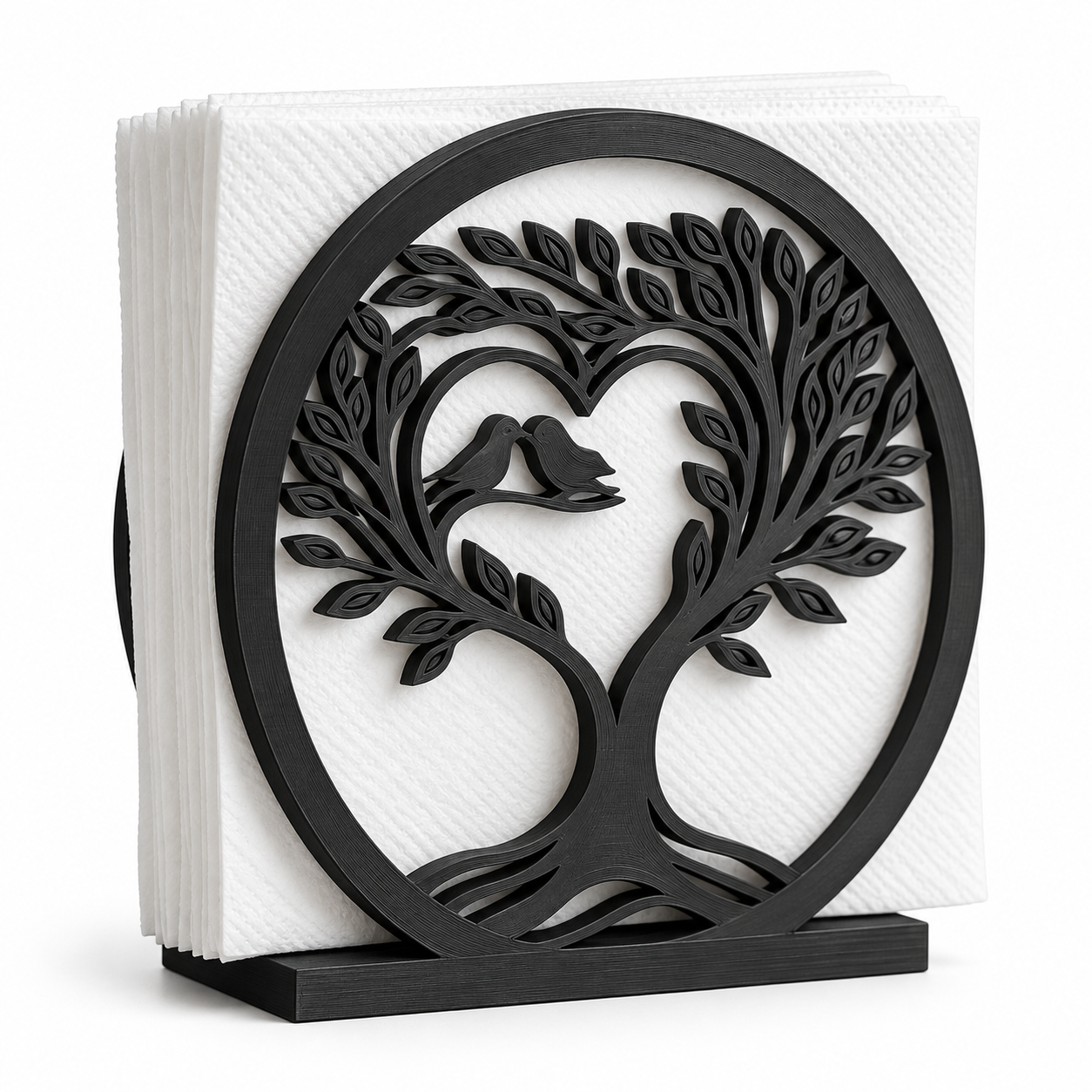 Servilletero Decorativo rbol Coraz n 3D Negro-0