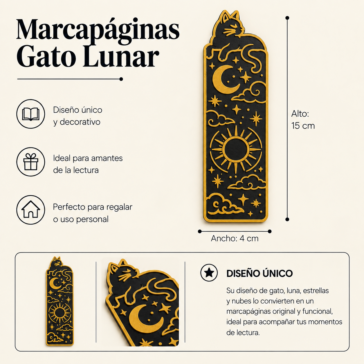 Marcapáginas Decorativo- Gato Celestial 15 cm -1