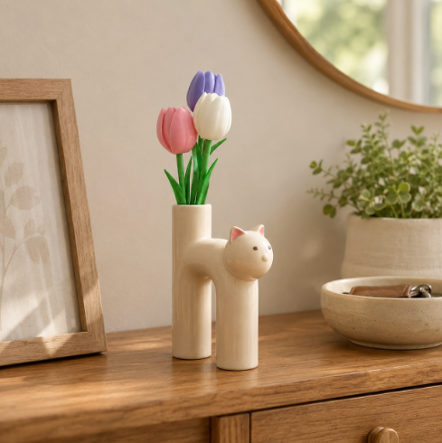 Florero pequeño adorno Beige decorativo para hogar-2
