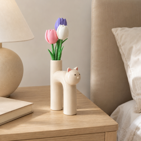 Florero pequeño adorno Beige decorativo para hogar-3