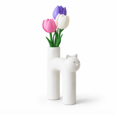 Florero pequeño adorno Beige decorativo para hogar-0