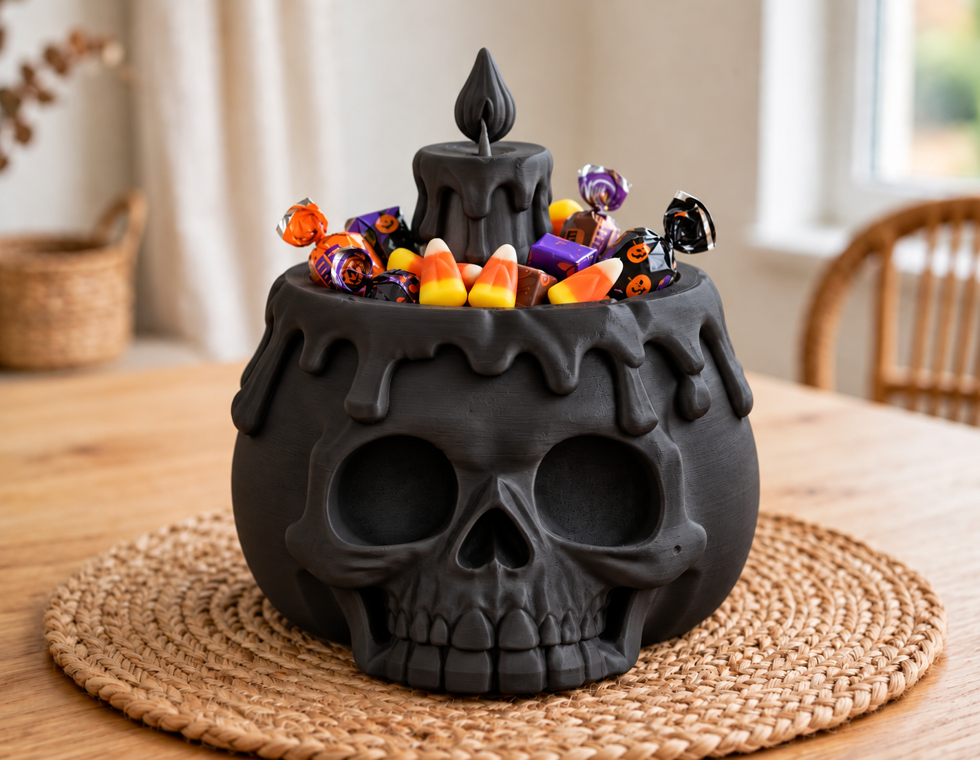 Bowl Decorativo- Calabaza Aterradora Halloween 20 cm Negro -2