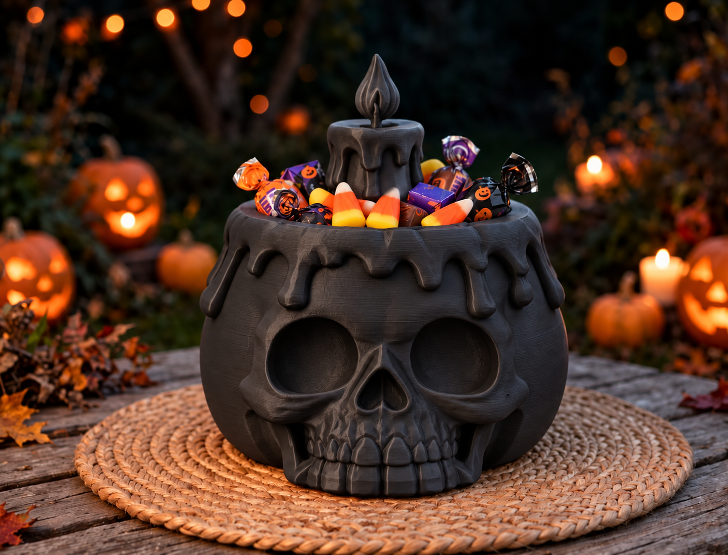 Bowl Decorativo- Calabaza Aterradora Halloween 20 cm Negro -3