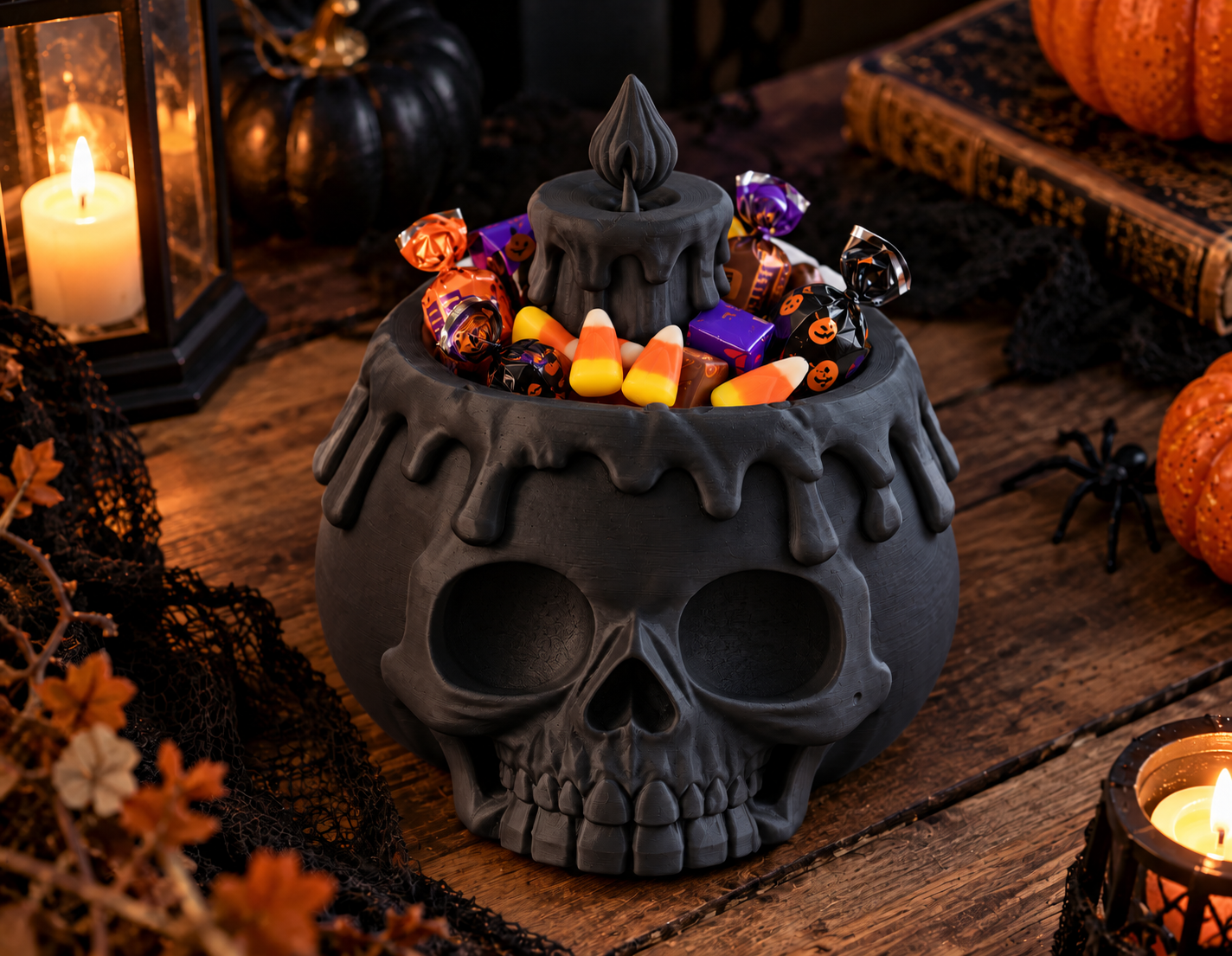 Bowl Decorativo- Calabaza Aterradora Halloween 20 cm Negro -4