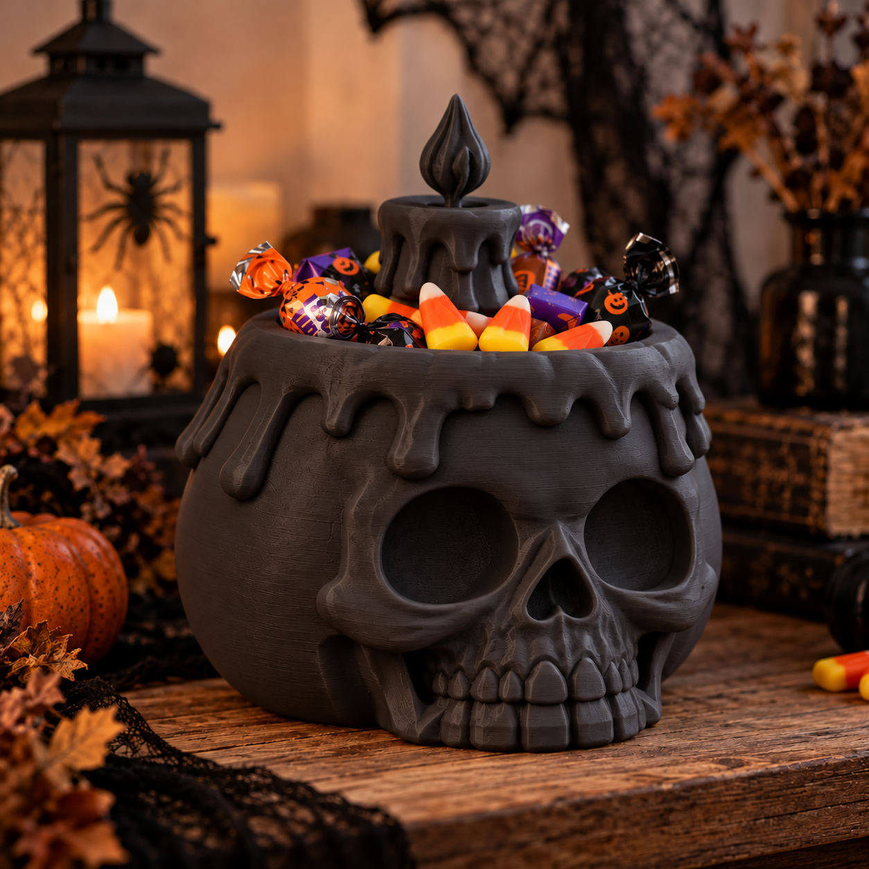 Bowl Decorativo- Calabaza Aterradora Halloween 20 cm Negro -5