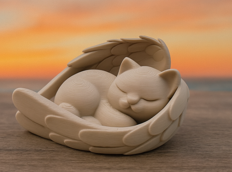 Escultura Decorativa- Gato durmiendo en Alas -2