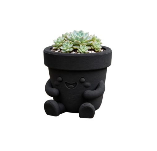 Macetero Decorativo Hogar-  Maceta Feliz 13 cm Negro -0