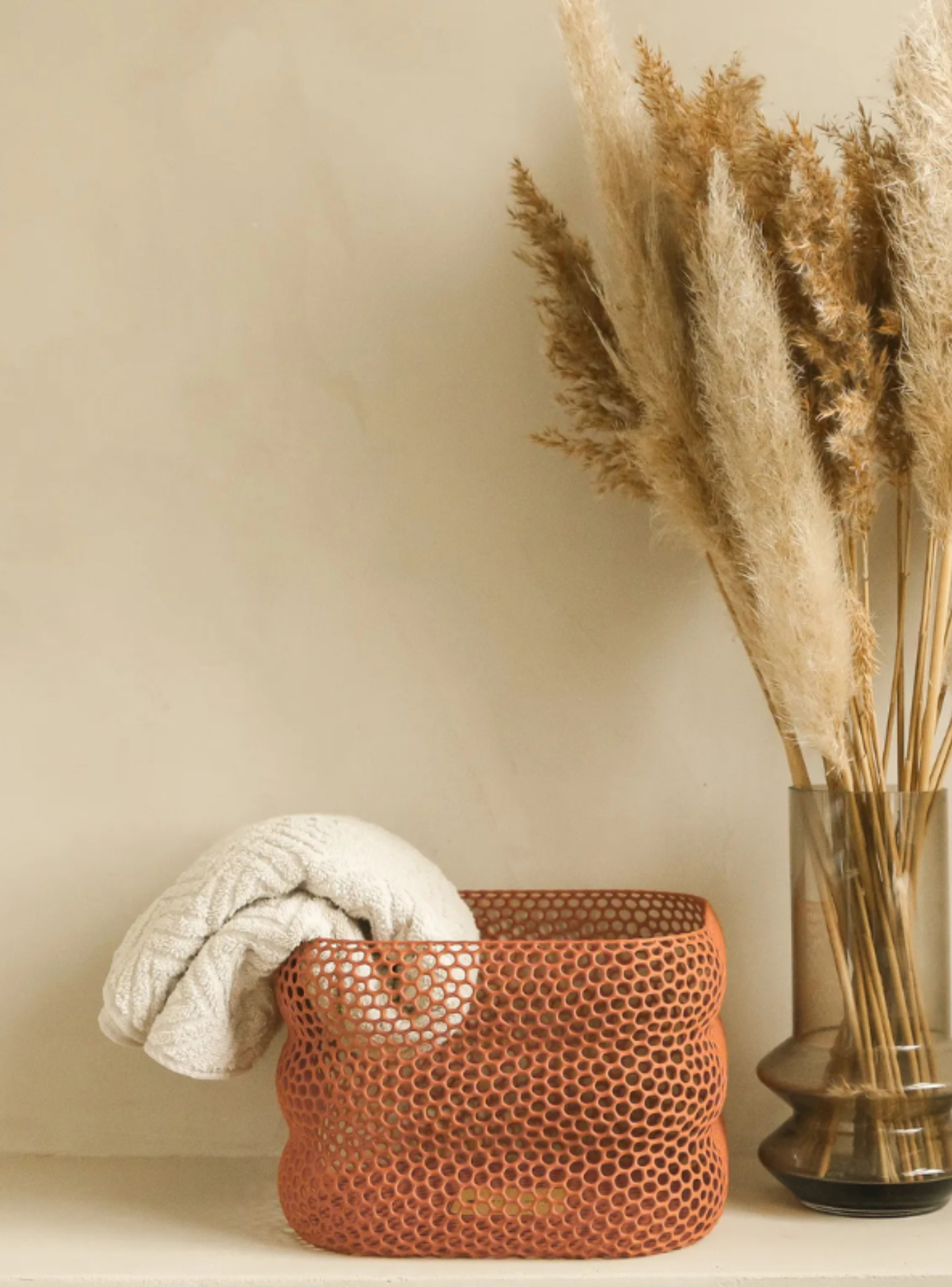Organizador Elegante Prints Patro - Cesta de Malla Terracota-2