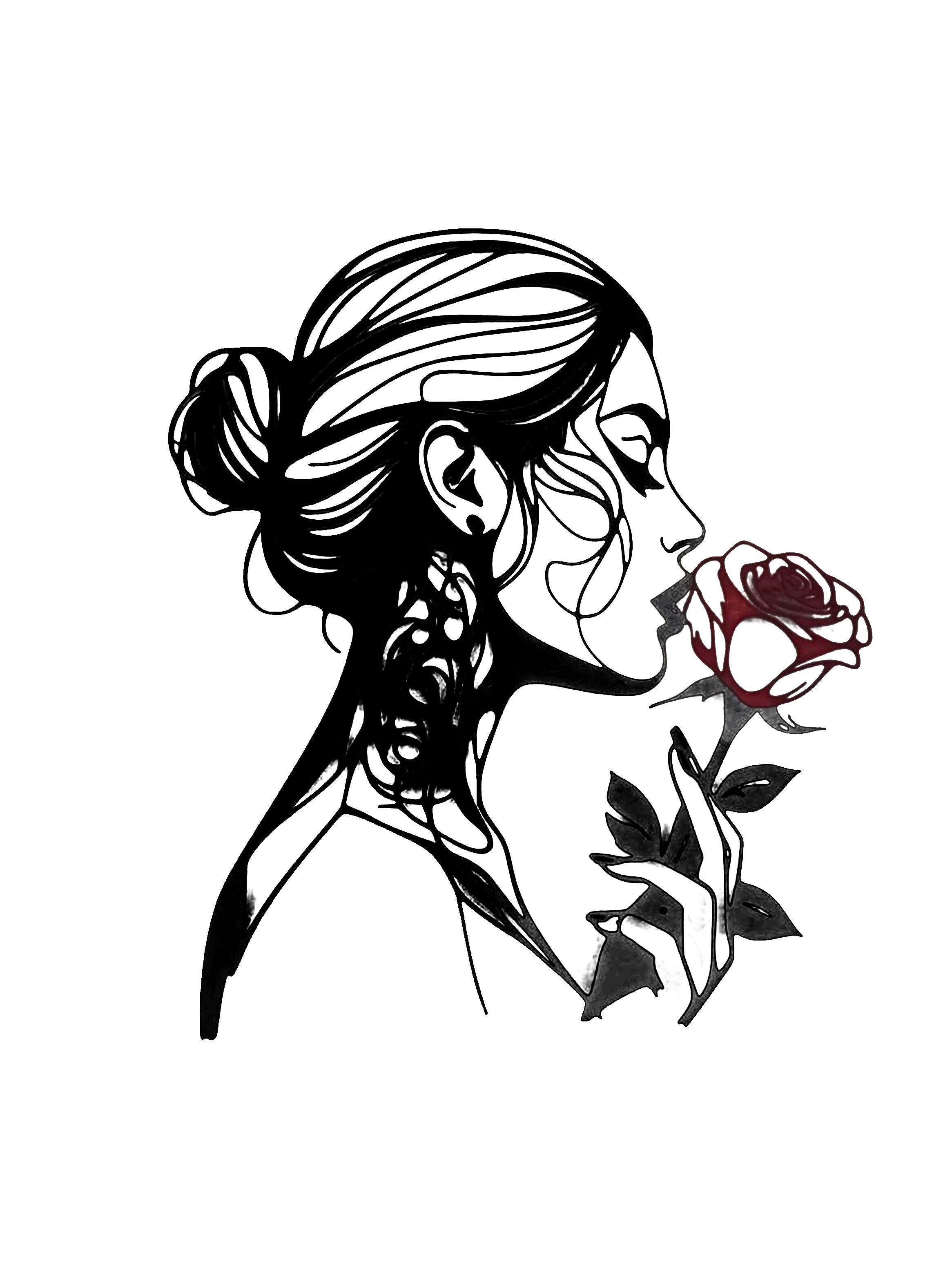 Decoración de pared Mujer y rosa-3