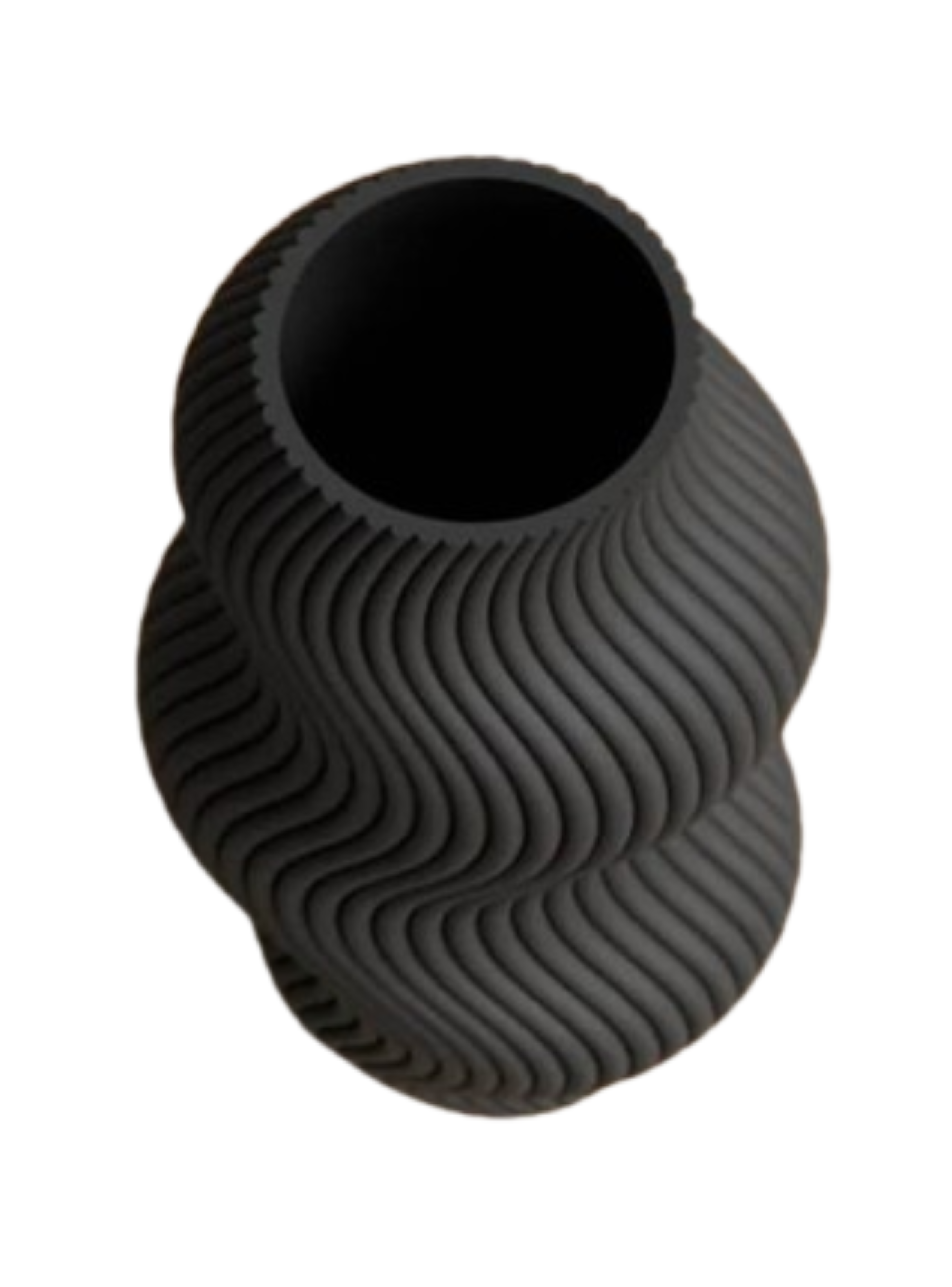 Jarrón Moderno Ondulado Negro-2