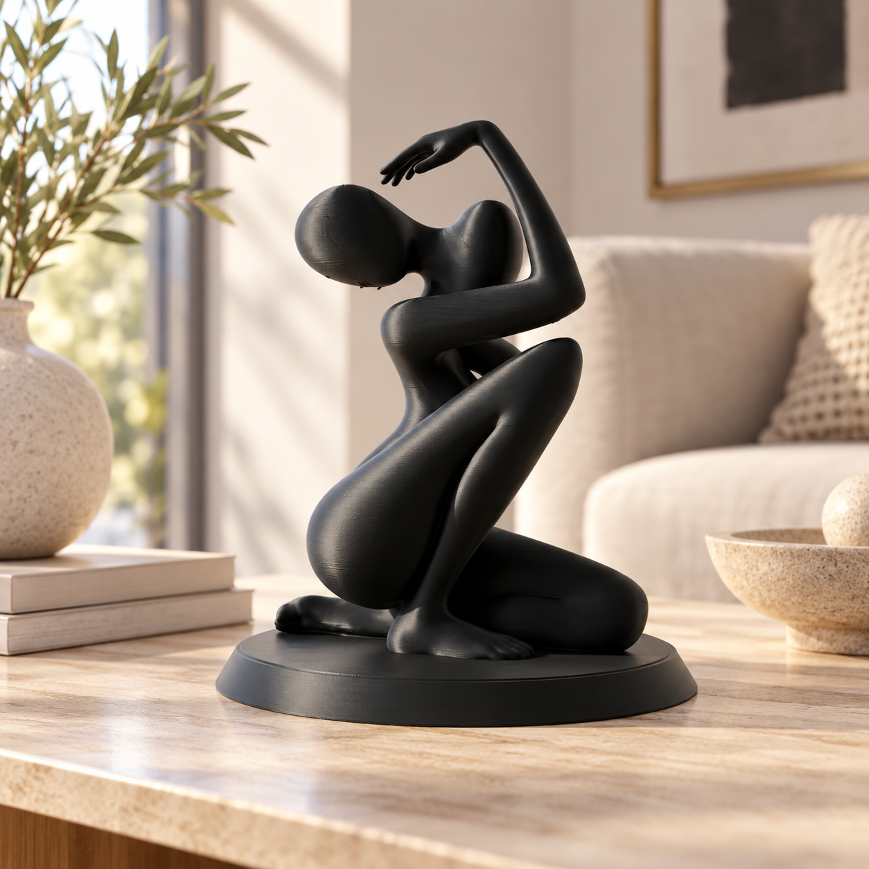 Escultura Elegante Prints Patro - Figura Abstracta Elegante Negro-5