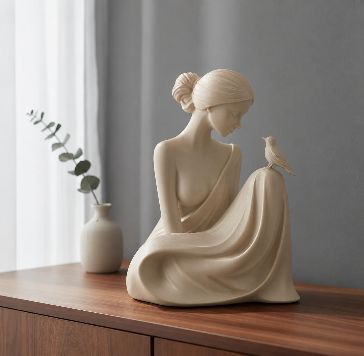 Escultura Elegante Prints Patro - Dama Susurradora de Pájaros-2