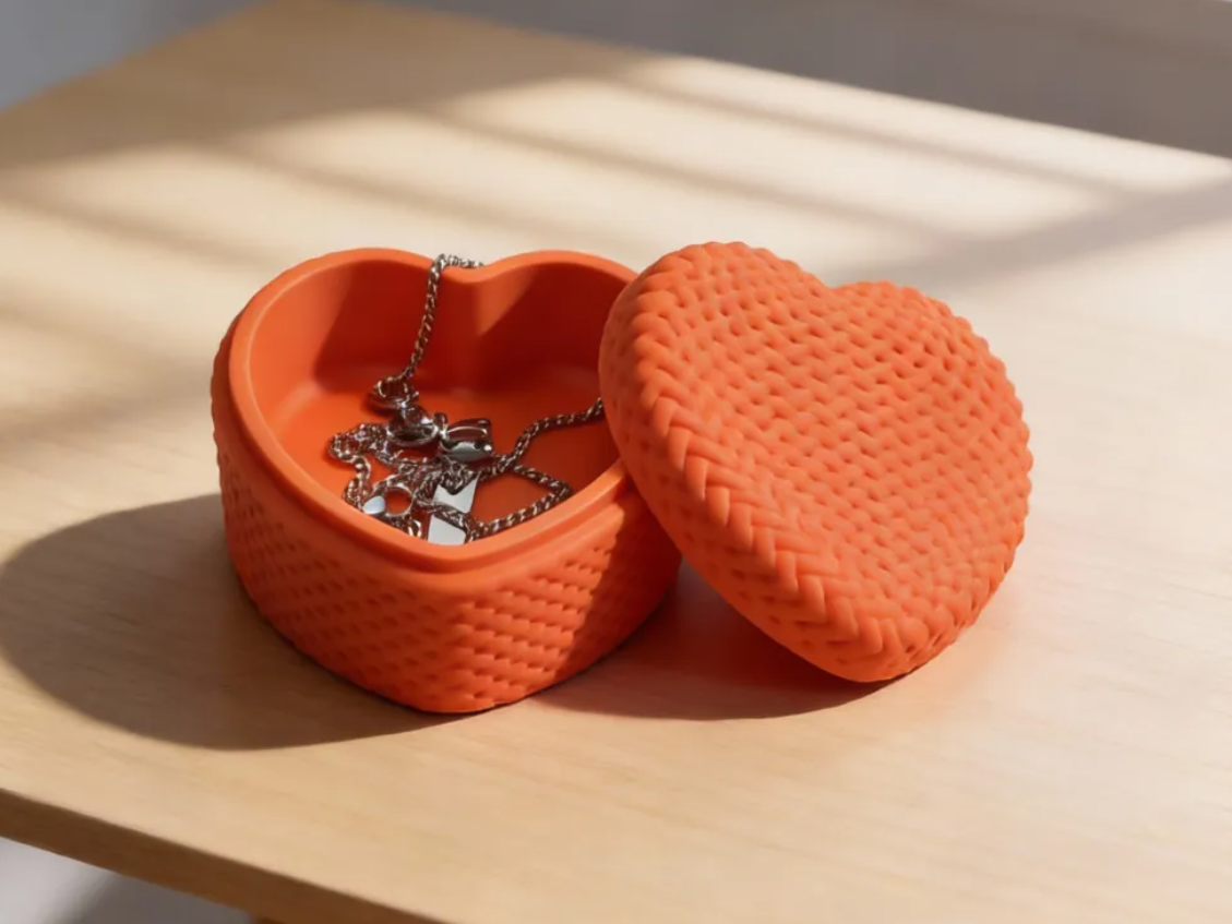 Caja de regalo de corazón tejida - San Valentín -3