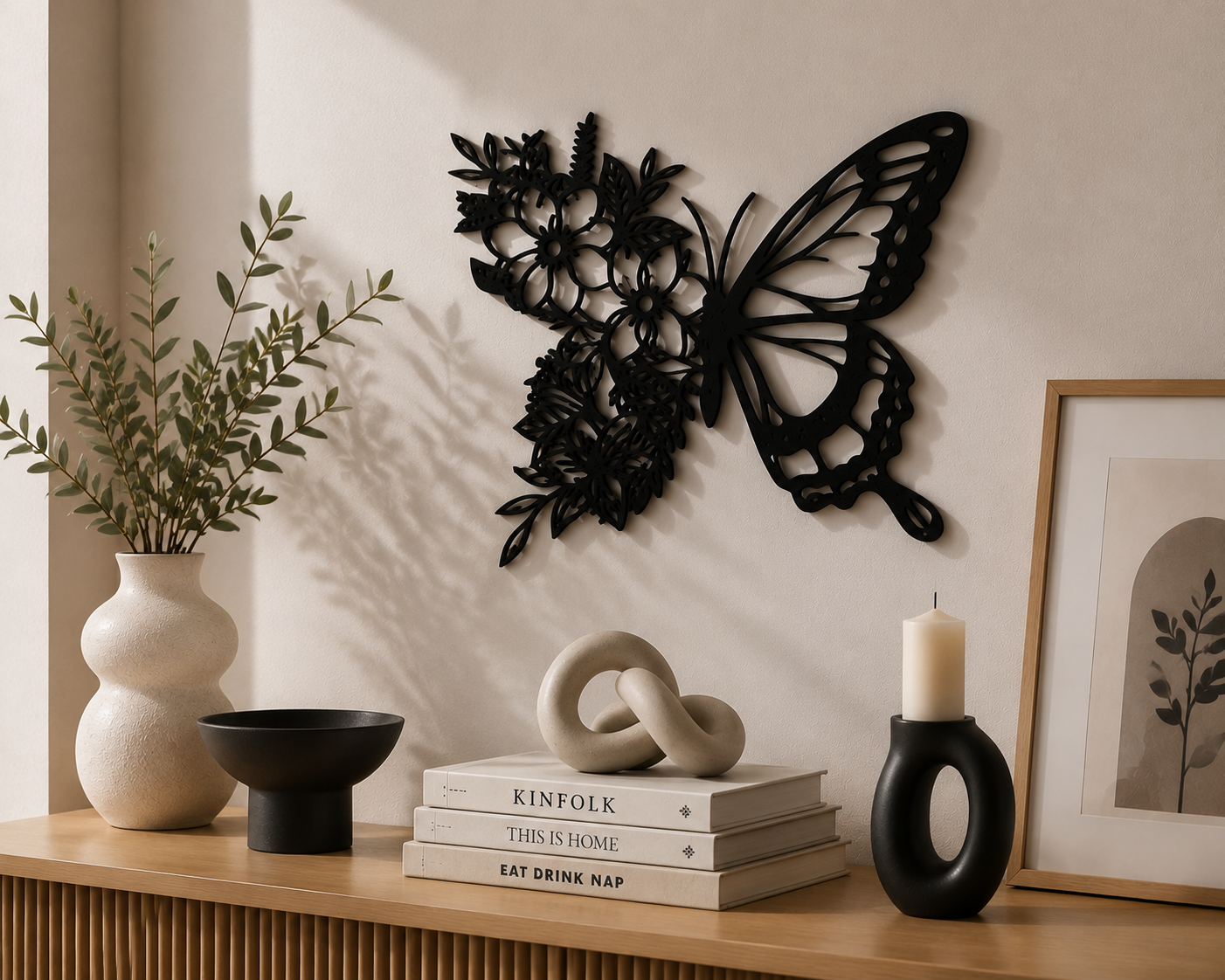 Decoración Elegante Prints Patro - Arte de Pared Estilo de Mariposa Negro-4