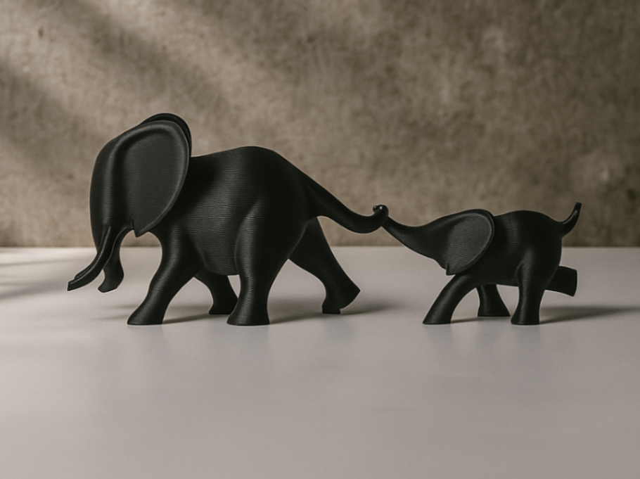 Escultura Minimalista- Dúo de Elefantes-1