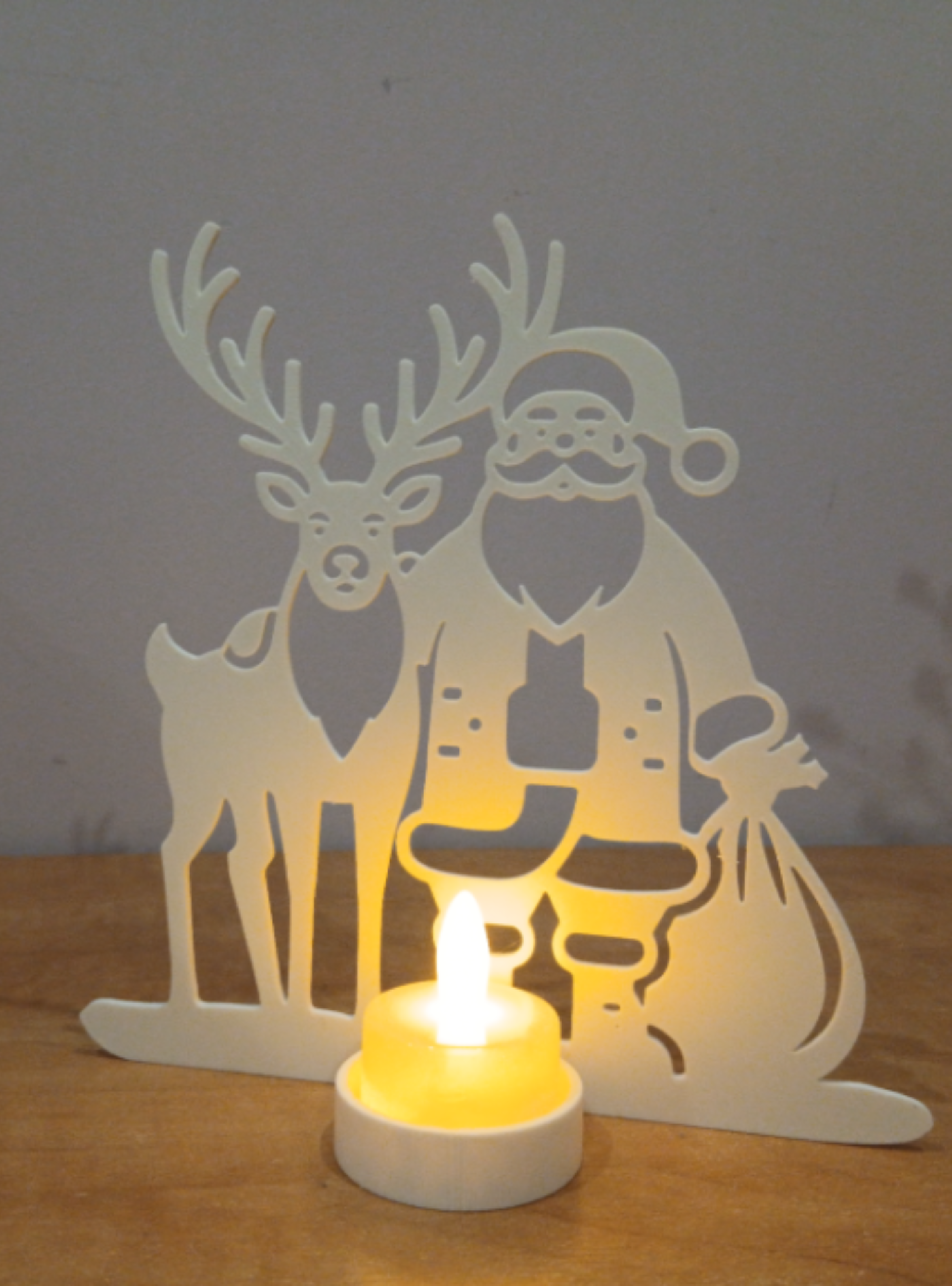 Portavelas LED- Papá Noel y Reno-1