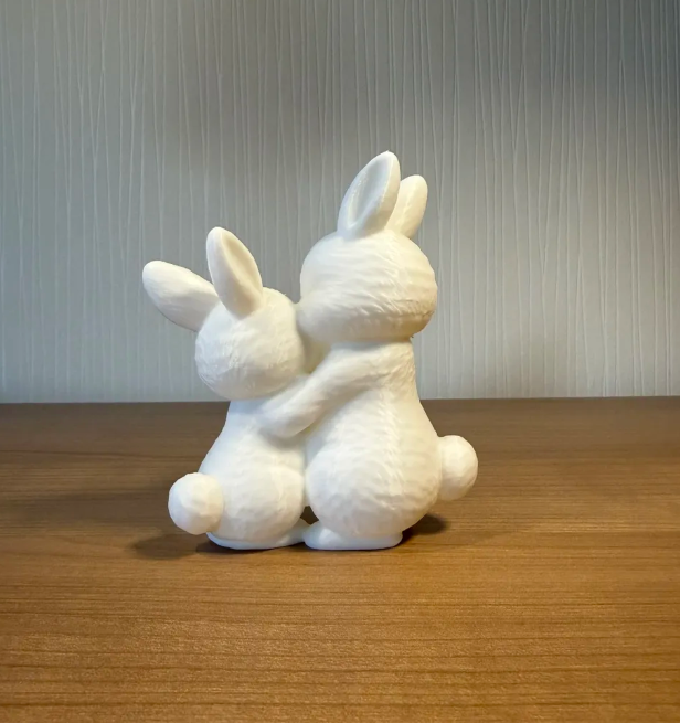 Figura decorativa - Conejos tiernos abrazándose-3