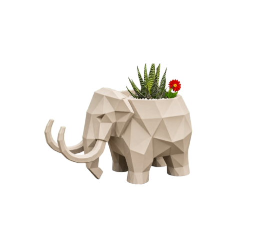 Macetero Decorativo Hogar- Forma Mamut 15 cm Beige -0