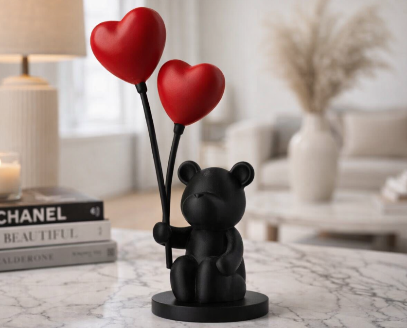 Escultura Decorativa- Oso Globos de Corazón-2