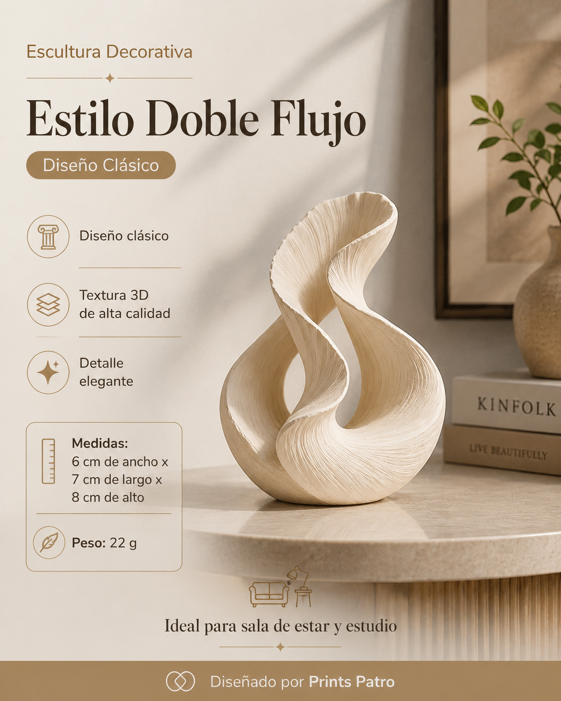 Escultura Elegante Prints Patro - Estilo Doble Flujo Beige-0