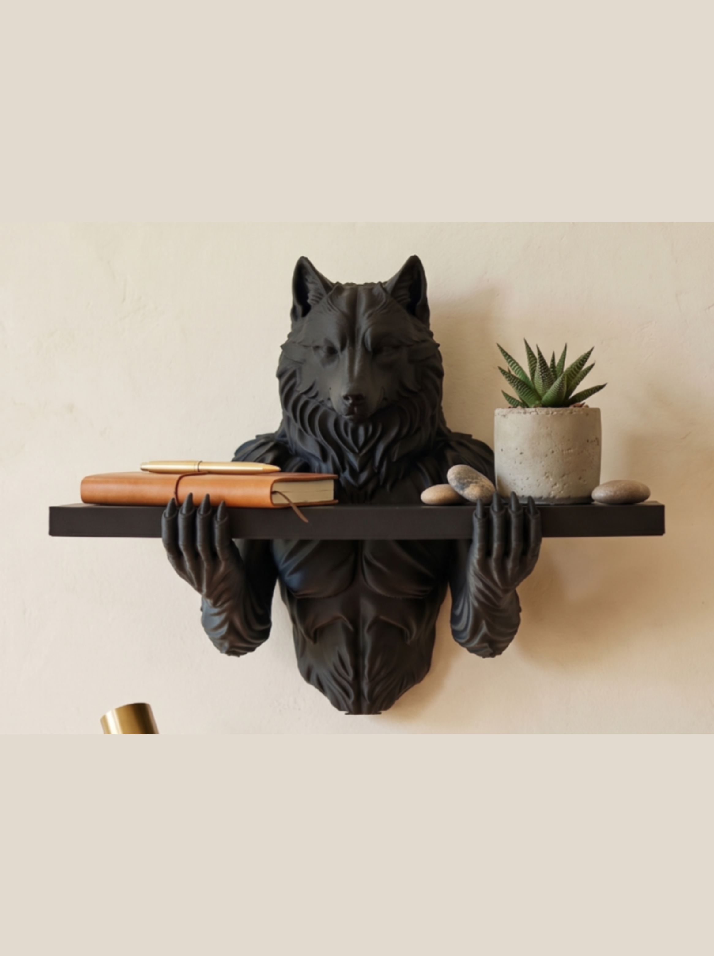 Figura decorativa de Lobo Negro-1
