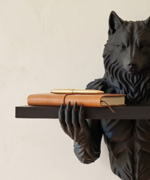 Figura decorativa de Lobo Negro-2