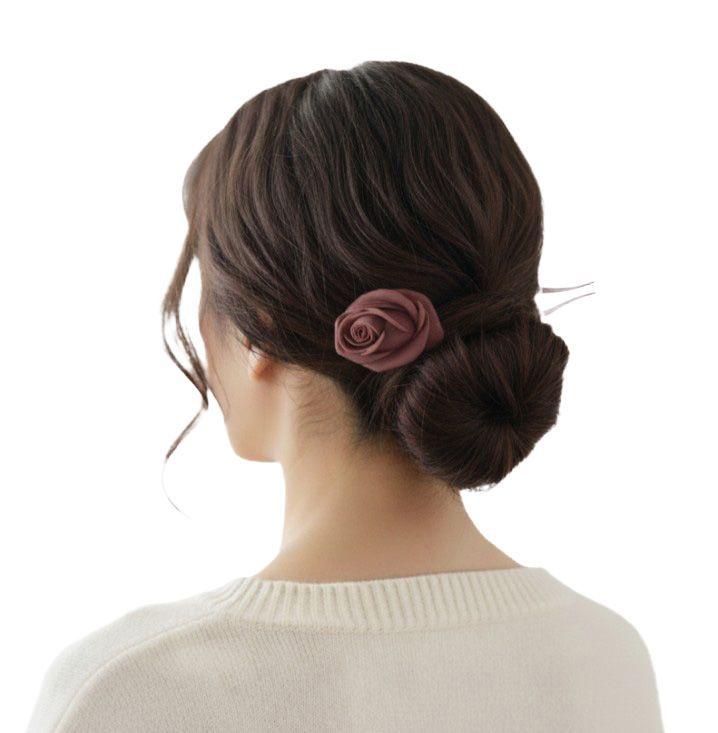 Horquilla de rosa | Adorno para el cabello elegante-0