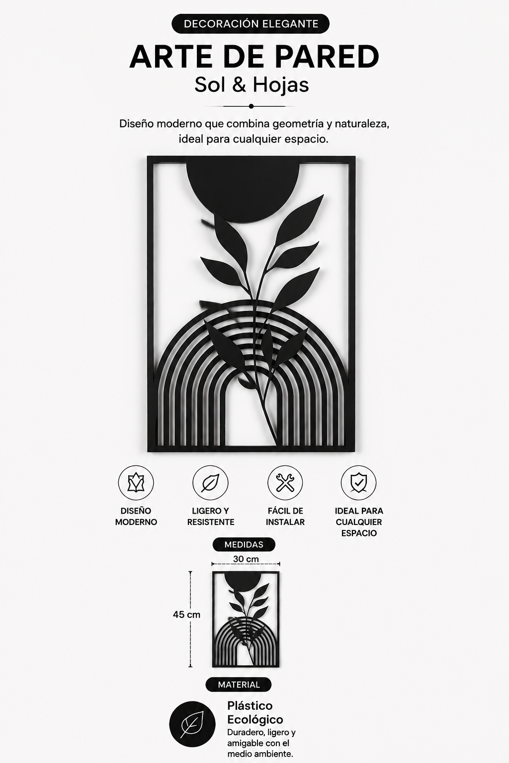 Decoración Pared Prints Patro - Estilo Boho Flor Moderna Negro-3
