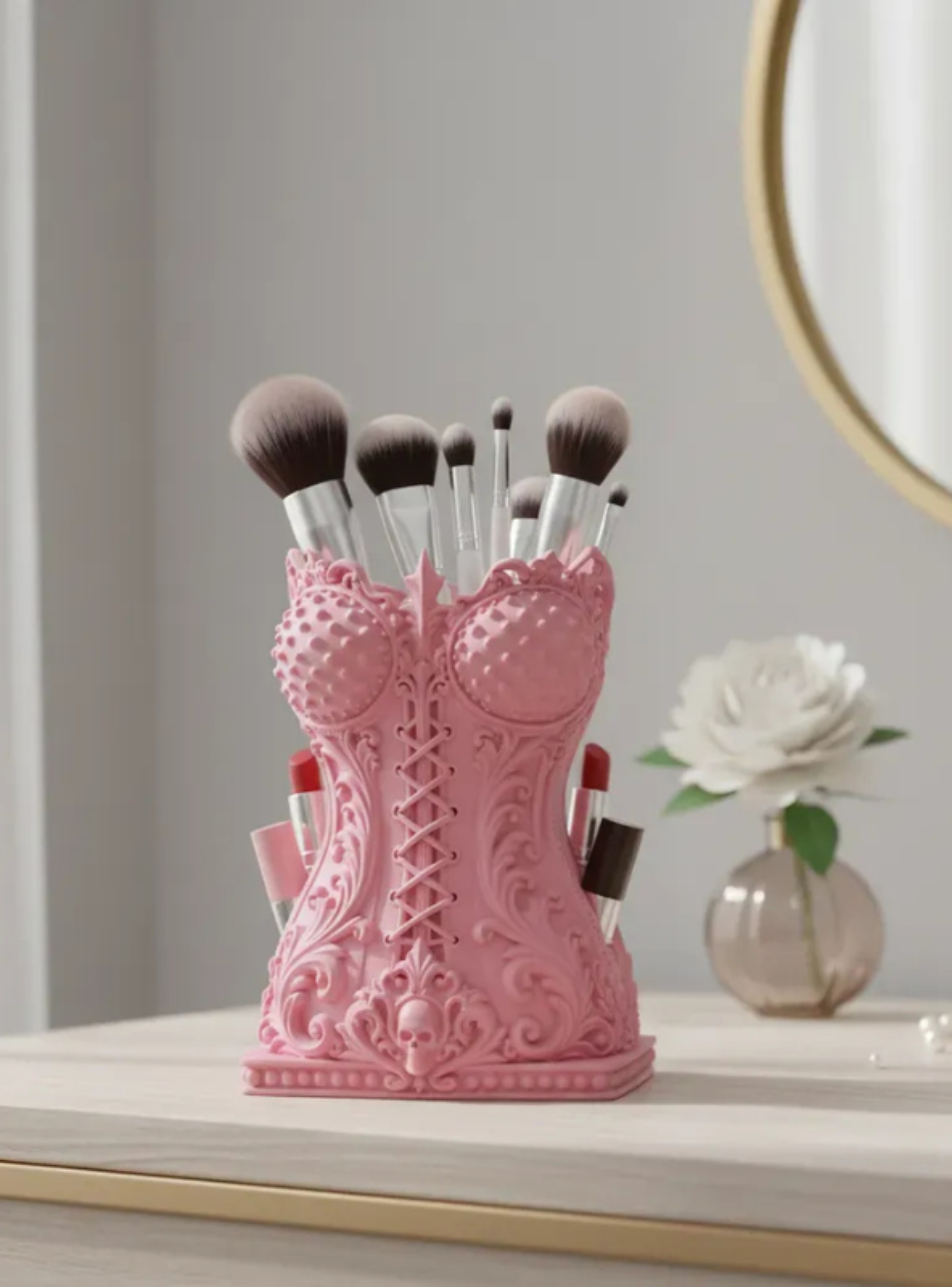Elegante Organizador Prints Patro - Estilo Corse Gótico Rosado-3