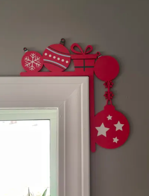 Adorno navidad - Esquinero para puerta navidad rojo-2