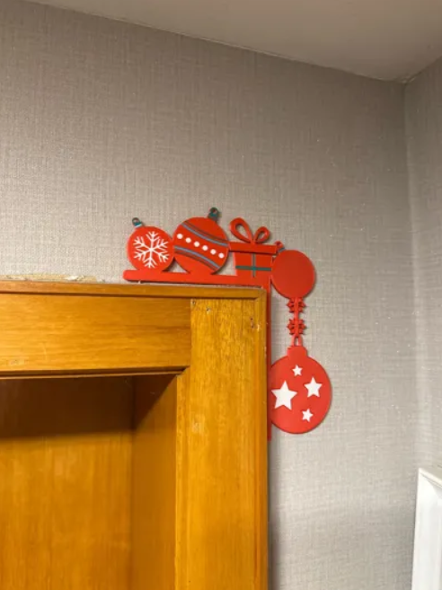 Adorno navidad - Esquinero para puerta navidad rojo-3